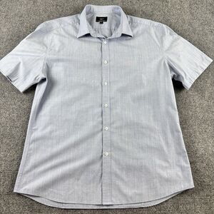 G2000 Man Smart Fit Shirt XL 17 Neck Blue Slub Short Sleeve Business Casual